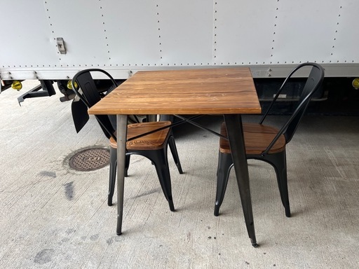 10月末頃出品終了/処分価格！/中古/ダイニングテーブル＆チェア＆マット お取引予定あり】ダイニング3点セット 中古 傷みあり (家具) 小松の