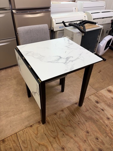 初売り大セール!! 激安!! 2人掛け ダイニングテーブル＆チェア&times;2セット タンスのゲン 大理石調 伸張式テーブル
