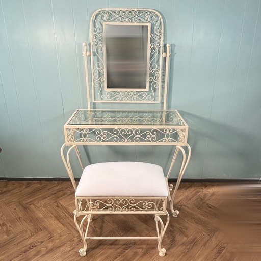 【送料込み✨】アンティーク調　ドレッサー・鏡台　❤︎ アイボリー ❤︎ かわいすぎ！】アンティーク調 ドレッサー鏡台 配送