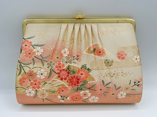 草履 クラッチバッグ セット 金色 ピンク 花柄 箱入り