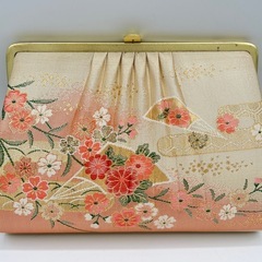 草履 クラッチバッグ セット 金色 ピンク 花柄 箱入りの画像