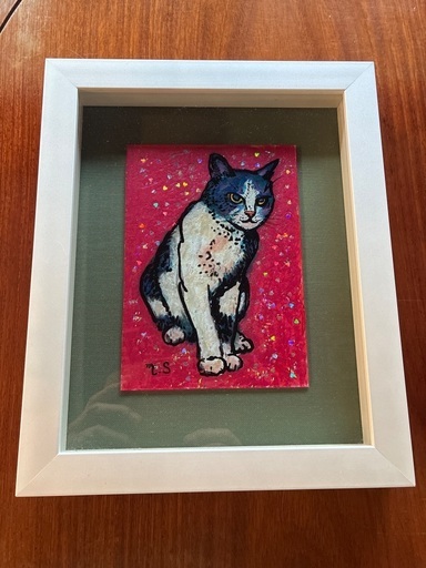 額装　猫絵　2重箱入り美品
