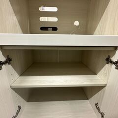 【ジャングルジャングル滋賀草津店】ジモティ来店特価!!　食器棚　オフホワイト　J-260117の画像