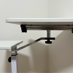 北欧パソコンデスク ホワイト pcデスク 昇降式テーブル ハイテーブル スタンディングデスク サイドテーブル キャスター 寝室 ベッド 移動式 介護用 勉強机 仕事机 ミニデスク 昇降デスク　高さ調整 角度調整可能の画像