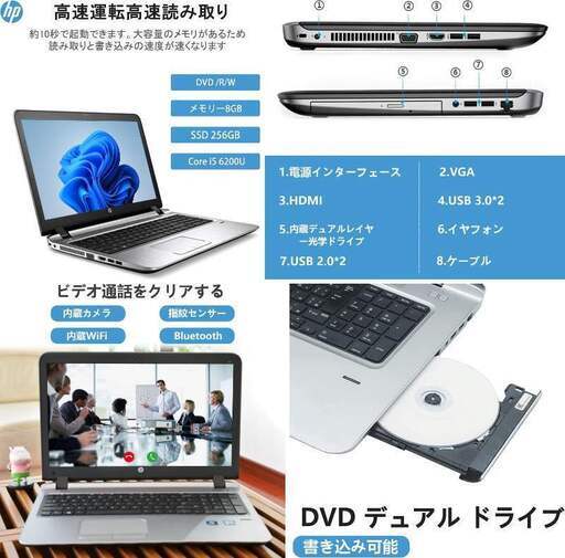 ?【超美品】超高速ノートPC「HP・ヒューレットパッカー」Win11 Office2024「SSD 256GB」 管理No27-3