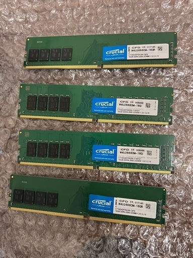 メモリ Crucial DDR4-2666 4枚 64GB(16GBx4)