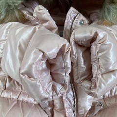 子供服／ピンク フード付きダウンコート　95cmの画像