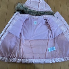 子供服／ピンク フード付きダウンコート　95cmの画像