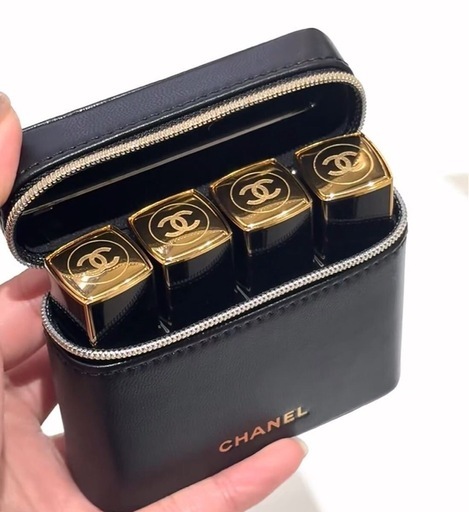 CHANELシャネル コスメケース （大）パールリップケースポーチ レザー