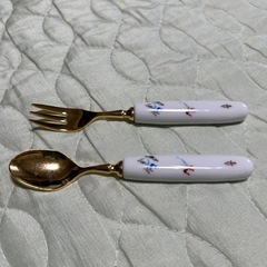 童話シリーズ食器 人魚姫とジャックと豆の木のプチカップとフォーク&スプーンです。の画像