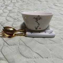 童話シリーズ食器 人魚姫とジャックと豆の木のプチカップとフォーク&スプーンです。の画像