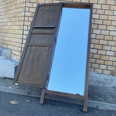 アンティーク調　木製　ミラー　鏡　扉の画像