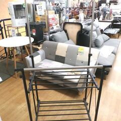 ワンタッチ収納 洗濯物干しラック ブラック 幅と高さ調整可能 室内物干し 洗濯物干し 物干しラック 西岡店の画像