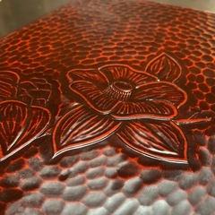 鎌倉彫の文箱 大きめサイズ 花柄 硯箱 手紙入れ 書類入れの画像