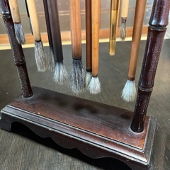 木製 龍の筆掛け 14本掛け おまけ付き 書道用具 筆置き スタンドの画像