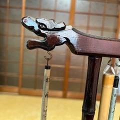 木製 龍の筆掛け 14本掛け おまけ付き 書道用具 筆置き スタンドの画像