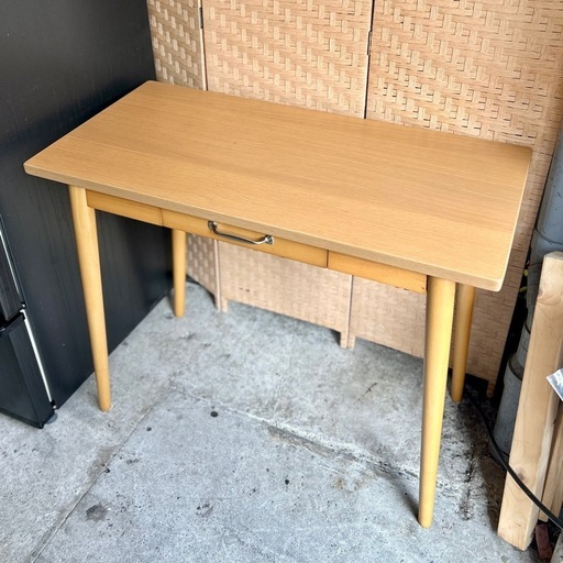 《売約済》デスク 90cm 引出し 付き ナチュラル 作業デスク 勉強机 机 木目調 テーブル 不二貿易 コンソールデスク コンソール