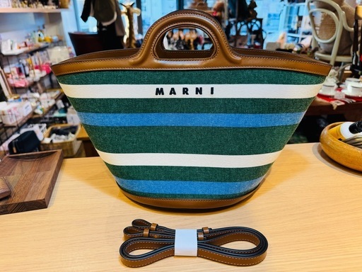 D8004【マルニ】 トロピカリア トートバッグ ショルダーバッグ 2way ストライプ