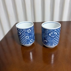 青色湯呑み2個の画像