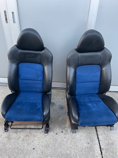 【スバル純正】フロントシート左右セット｜運転席 電動／助手席 手動｜青×黒｜中古