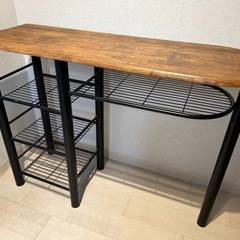 カウンターテーブル＋チェア2脚セット｜木目×ブラックの画像