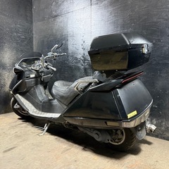 ★支払総額5.5万円★定休日なし！いつでも現車確認可能です！ ホンダ フュージョン 黒 MF02 社外マフラー！ アルミステップ！ 社外ハンドル！ リアボックス付き！ エナメルシート！の画像