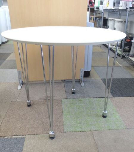 椅子2脚付き 円卓 ダイニングテーブル 丸テーブル ホワイト 幅87cm ダイニングテーブル  ラウンド カフェ 家具 札幌 北20条