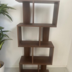 R3 S字型ディスプレイラック S字シェルフ 4段 オープンシェルフ オープンラック 収納棚 本棚 ブラウン お洒落 おしゃれの画像