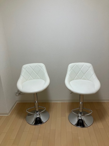 ほぼ新品未使用】おしゃれなカウンターチェア WY-523 レザー ホワイト2