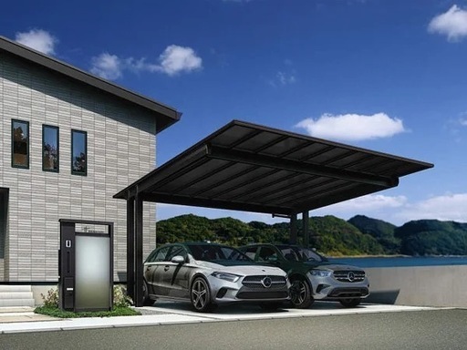 カーポート　駐車場　外構工事　新築　リフォーム　エフルージュ FIRST EX 600タイプ 2台用 後方支持　ＥＸたくみ　愛媛県　　