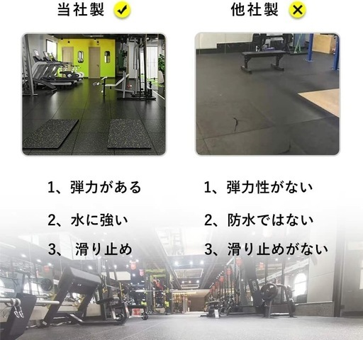 【 20枚セット】ホームジム用ゴムマットゴムマット マット トレーニングマット ジムマット 50cm*50cm 20mm 連結パーツ付き 防音マット