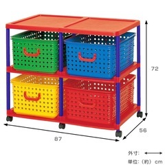 I391 🌈 おもちゃ箱 バスケットラック キャスター付き ⭐ クリーニング済の画像