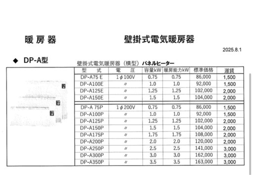 単相200Vヒーターパネル ストーブ 暖房　新品