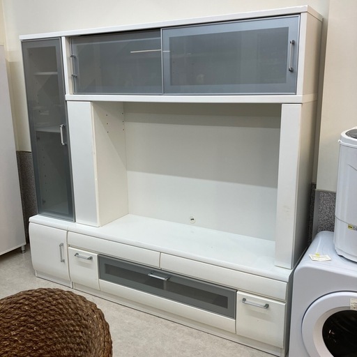 イ2601-196 テレビボード ハイタイプ 大人気！ ホワイト家具 大量収納付き キズ汚れ有り 現状渡し