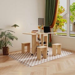 コンパクト折りたたみダイニングテーブル椅子セットの画像