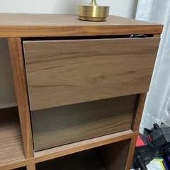 【無料】ニトリ 木目調ローボード／収納棚（引き出し2杯）引き取り限定（白金台・目黒・五反田付近）の画像