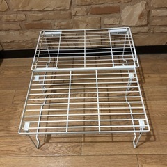 シンク下 シンクまわり キッチンラック ワイヤー 積み重ね棚 足折れ式★2個まとめての画像