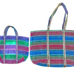 台湾 エコバッグ ハンドバッグ カラフル PVC 大小2点の画像