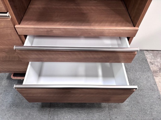 木目調 食器棚 ガラス扉 キッチンボード　美品 大川家具