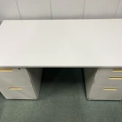 両袖机 事務机 オフィス ホワイト ① 鍵1か所無 幅140cm×奥行70cm×高さ70cm の画像