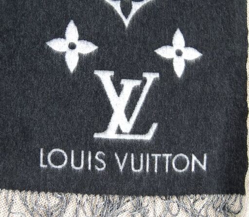 本物 LOUIS VUITTON カシミア 大判 マフラー レイキャビック M71040 ノワール 箱・カード付き ストール ショール
