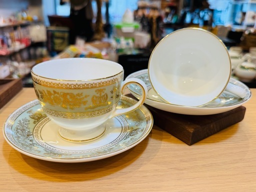 A8010【ウエッジウッド】 コロンビア セージグリーン リー 2客 新旧刻印
