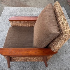 アバカ素材 1人掛けソファ クッション付き アジアン家具の画像
