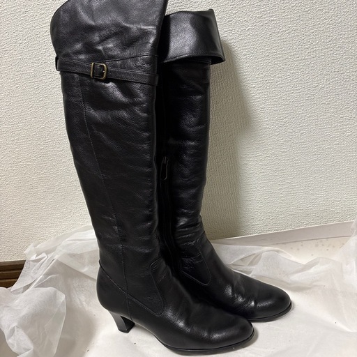 ロングブーツ 本革 ブラック モデーロ