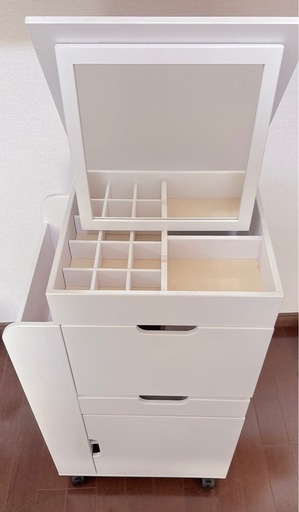 メイクワゴン ショップ ホワイト(鏡、アクセサリーケース、ヘア