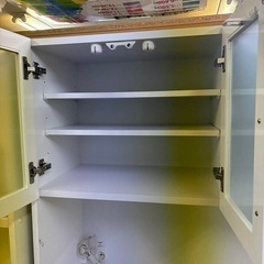 【ジャングル深井店】★3枚扉 食器棚 ホワイト キッチン家具 収納家具 簡易クリーニング済 堺市 深井 【FU3254】の画像