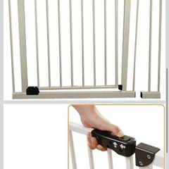 アイリスプラザ ペットゲート ベビーゲート スチールゲート ドア付き 突っ張りタイプ ホワイト 高さ78cm 設置幅70-91cmの画像