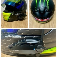 【美品】Arai クァンタムJ レプリカSPL クラッチローGP + ミラーシールド + B+COM 6X  全てセット 元箱 取説ありの画像