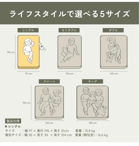 コアラマットレス　シングル 【値下げ】