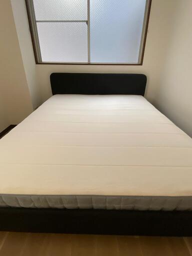 【ほぼ新品】IKEA クイーンサイズ マットレス＋ベッドフレームセット｜VESTERÖY＋SLATTUM｜¥38,000